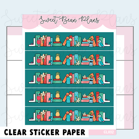 CLEAR Tiki Bookshelf Washi Vinyl Planner Stickers | Cl 032