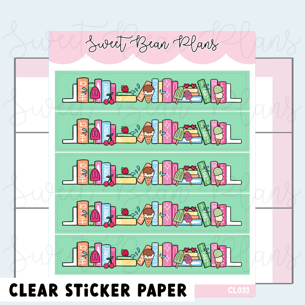CLEAR Cool Bookshelf Washi Vinyl Planner Stickers | Cl 033