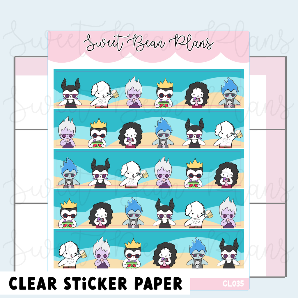 CLEAR Villain Vacay Washi Vinyl Planner Stickers | Cl 035