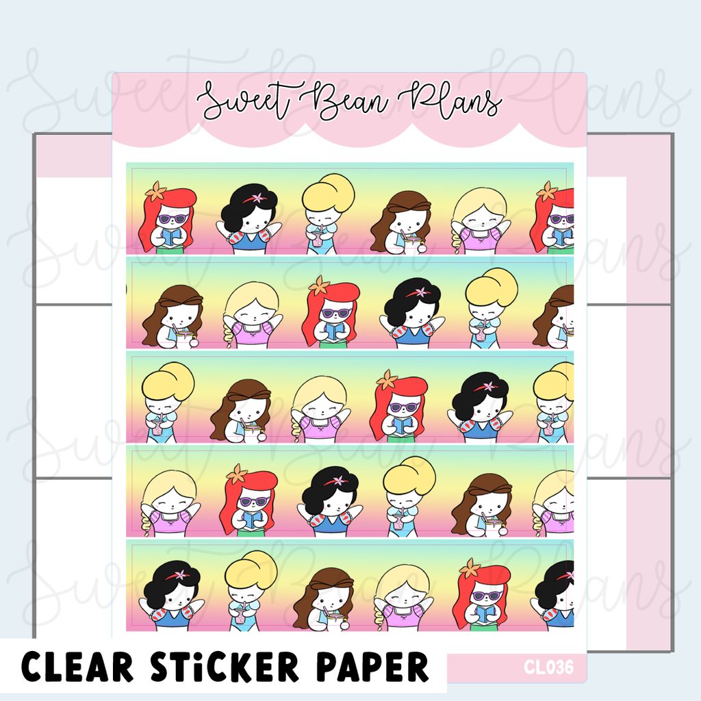 CLEAR Princess Paradise Washi Vinyl Planner Stickers | Cl 036