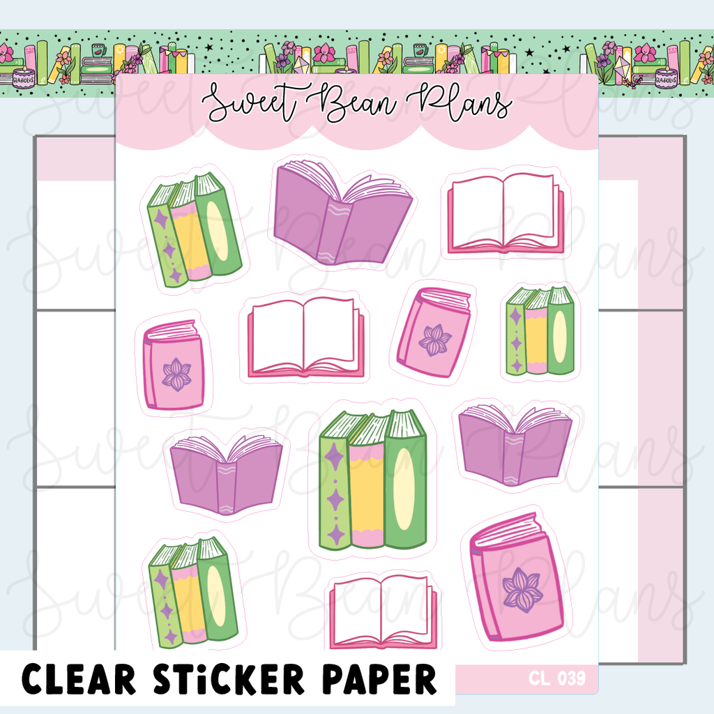 CLEAR August Books Vinyl Planner Stickers | Cl 039