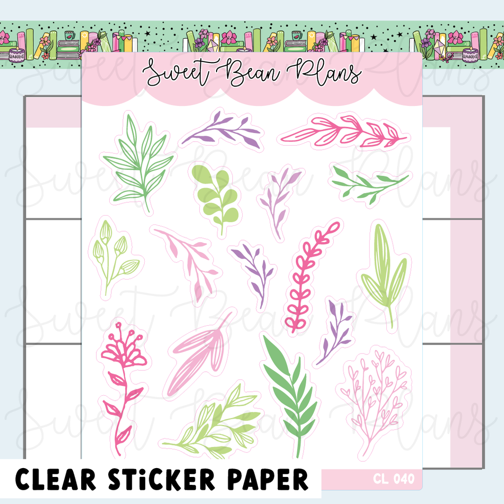 CLEAR August Florals Vinyl Planner Stickers | Cl 040