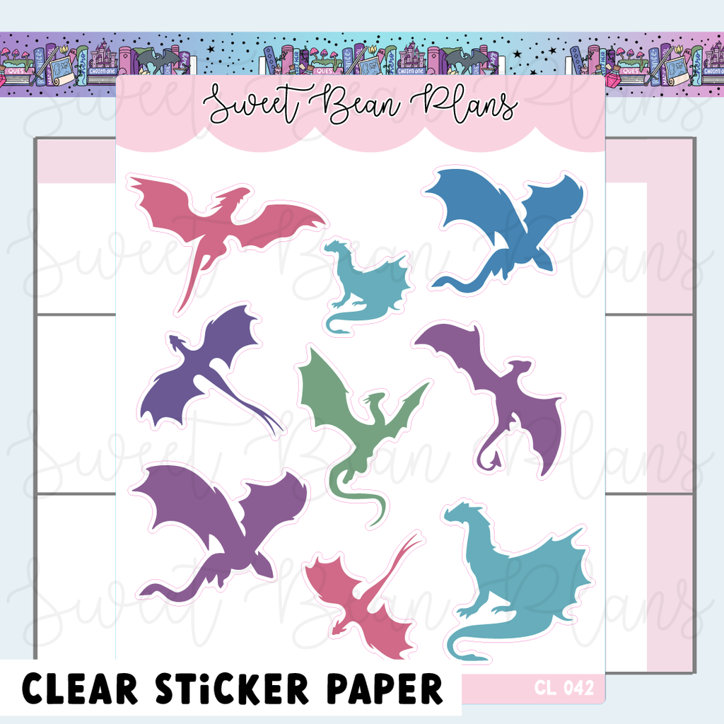 CLEAR Dragons Vinyl Planner Stickers | Cl 042