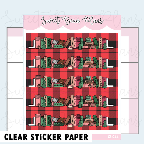 CLEAR Lumberjack Bookshelf Washi Vinyl Planner Stickers | Cl 044