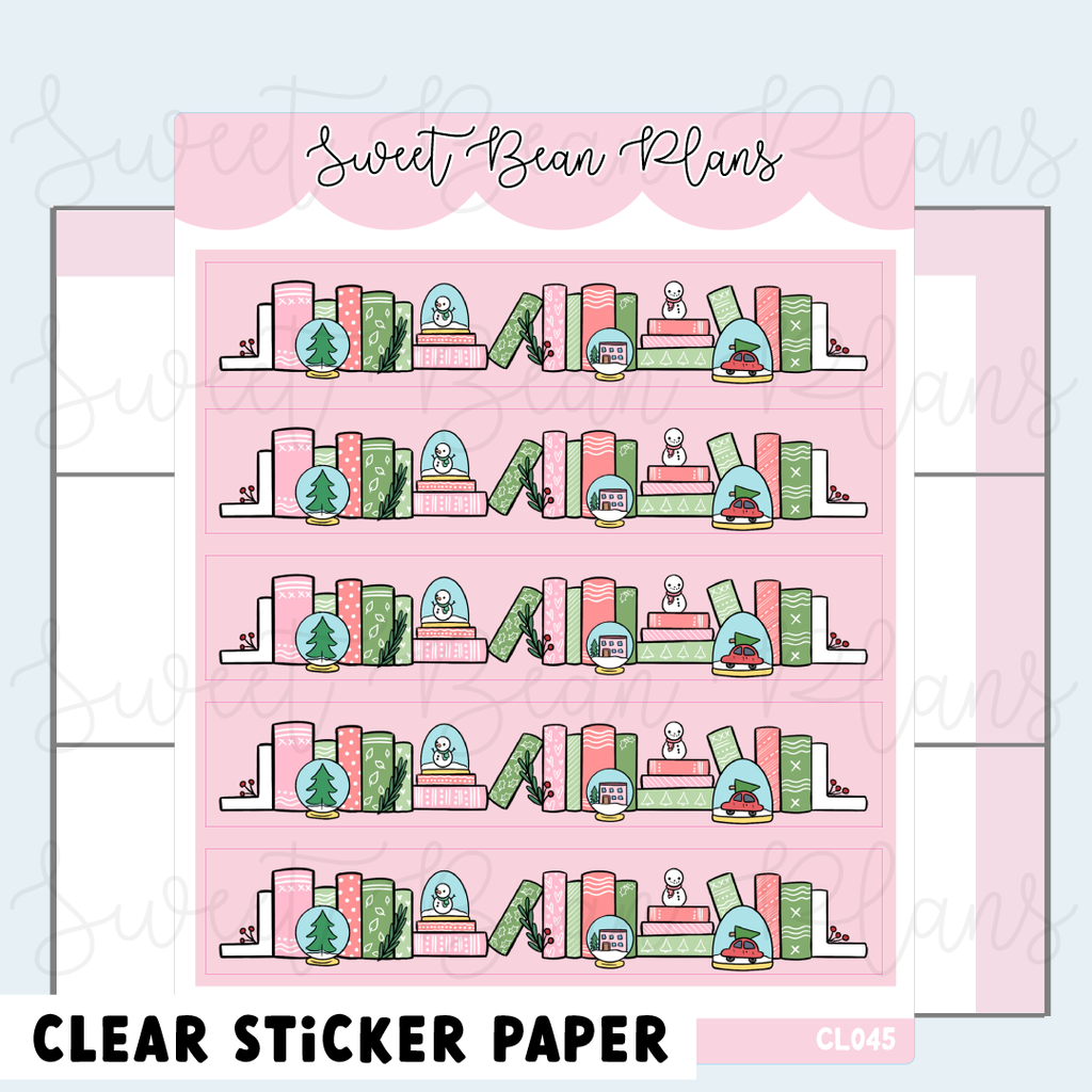CLEAR Snowman Bookshelf Washi Vinyl Planner Stickers | Cl 045