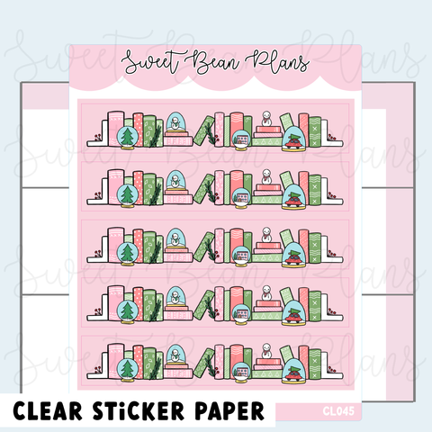 CLEAR Snowman Bookshelf Washi Vinyl Planner Stickers | Cl 045
