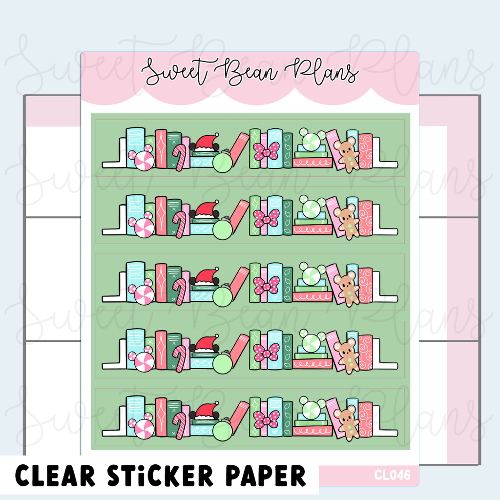 CLEAR Very Merry Bookshelf Washi Vinyl Planner Stickers | Cl 046