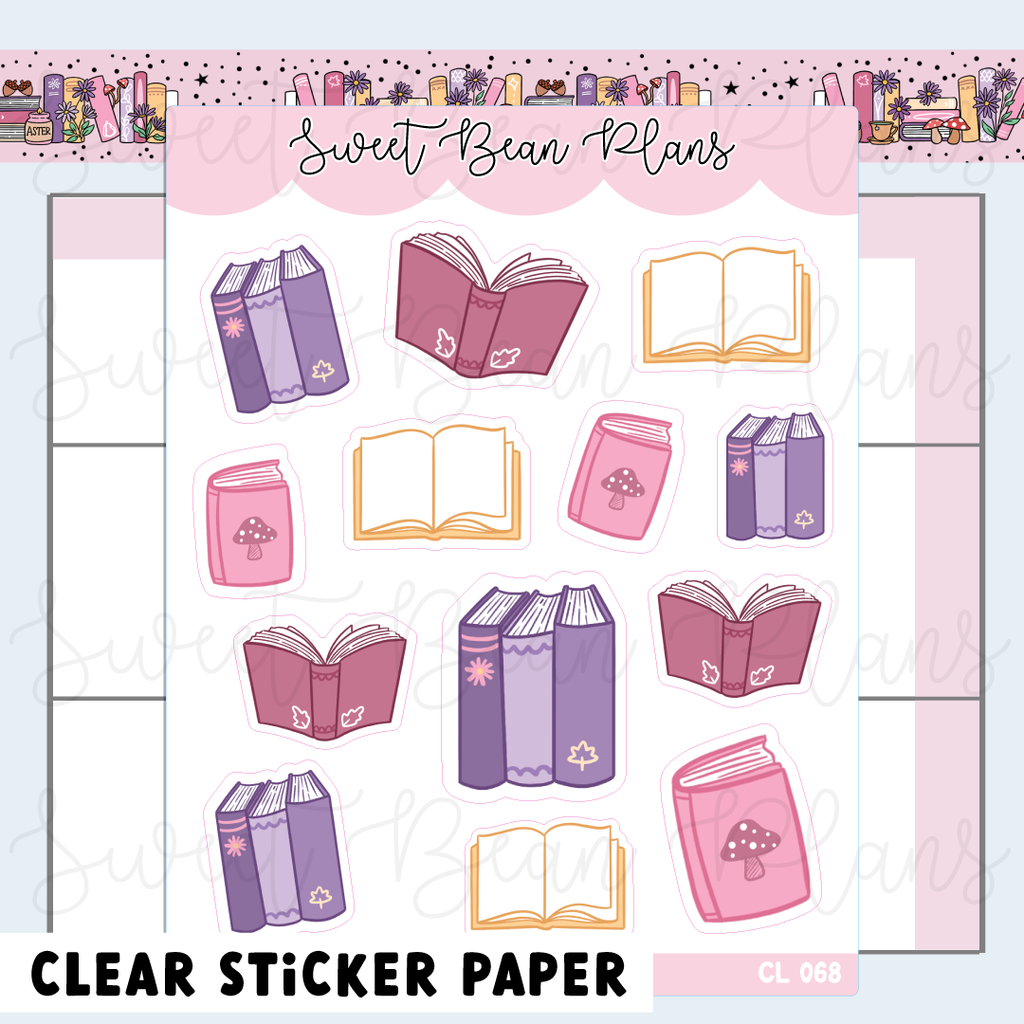 CLEAR September Bookish Vinyl Planner Stickers | Cl 068