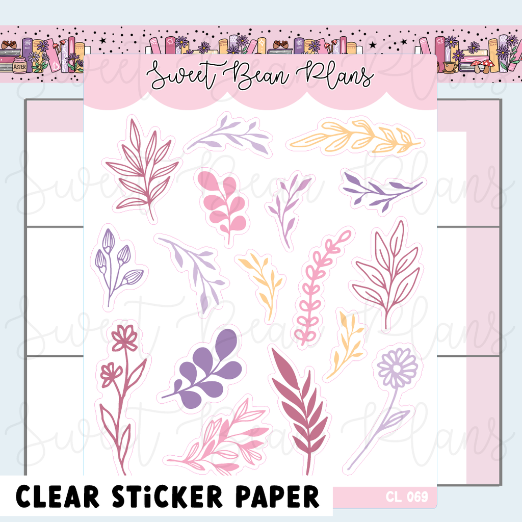 CLEAR September Florals Vinyl Planner Stickers | Cl 069