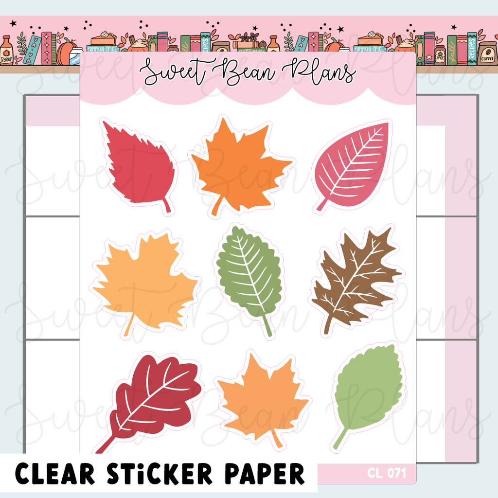 CLEAR Fall Leaves Vinyl Planner Stickers | Cl 071