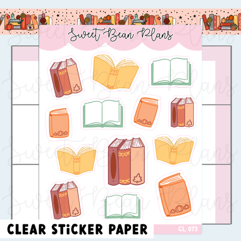 CLEAR October Bookish Vinyl Planner Stickers | Cl 073