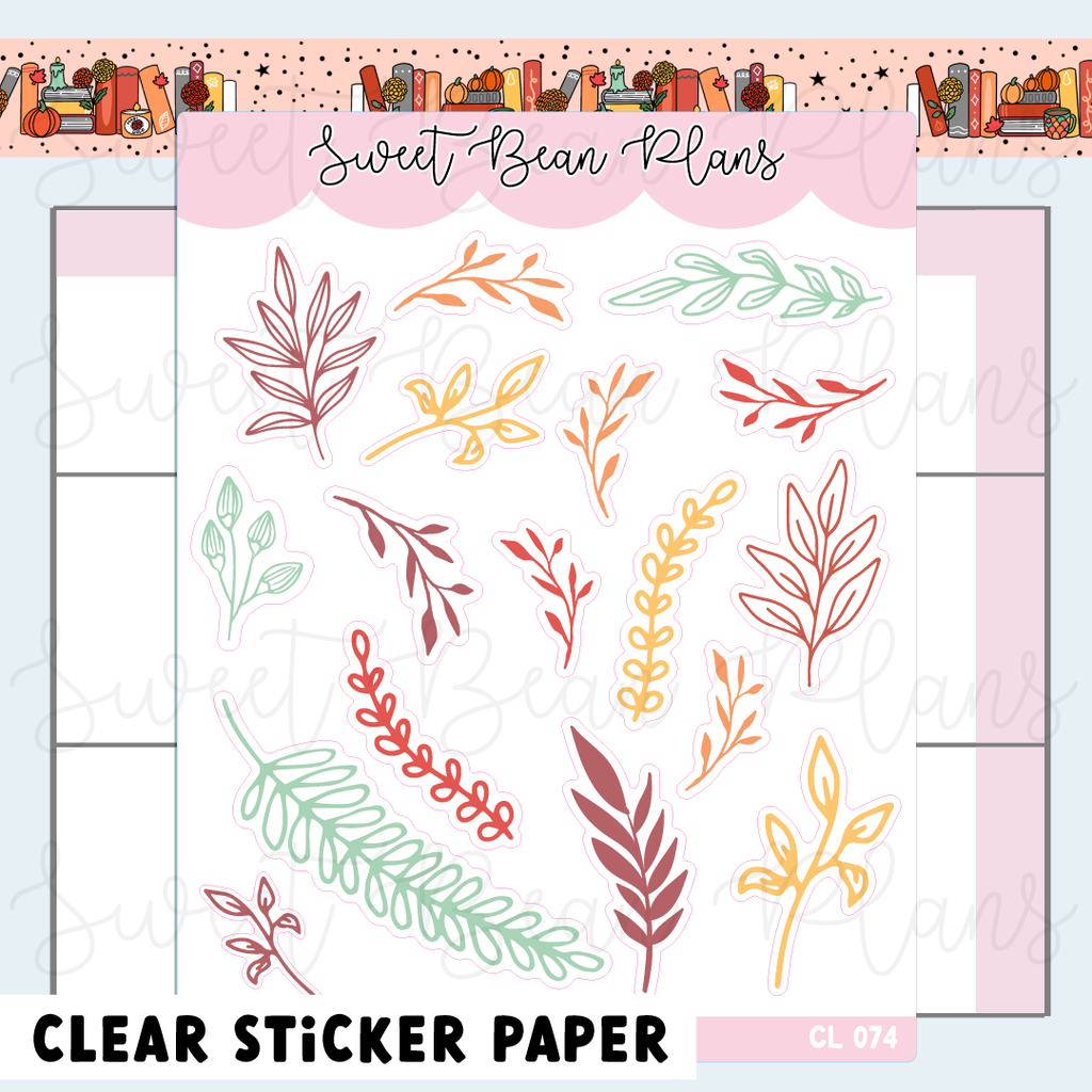 CLEAR October Florals Vinyl Planner Stickers | Cl 074