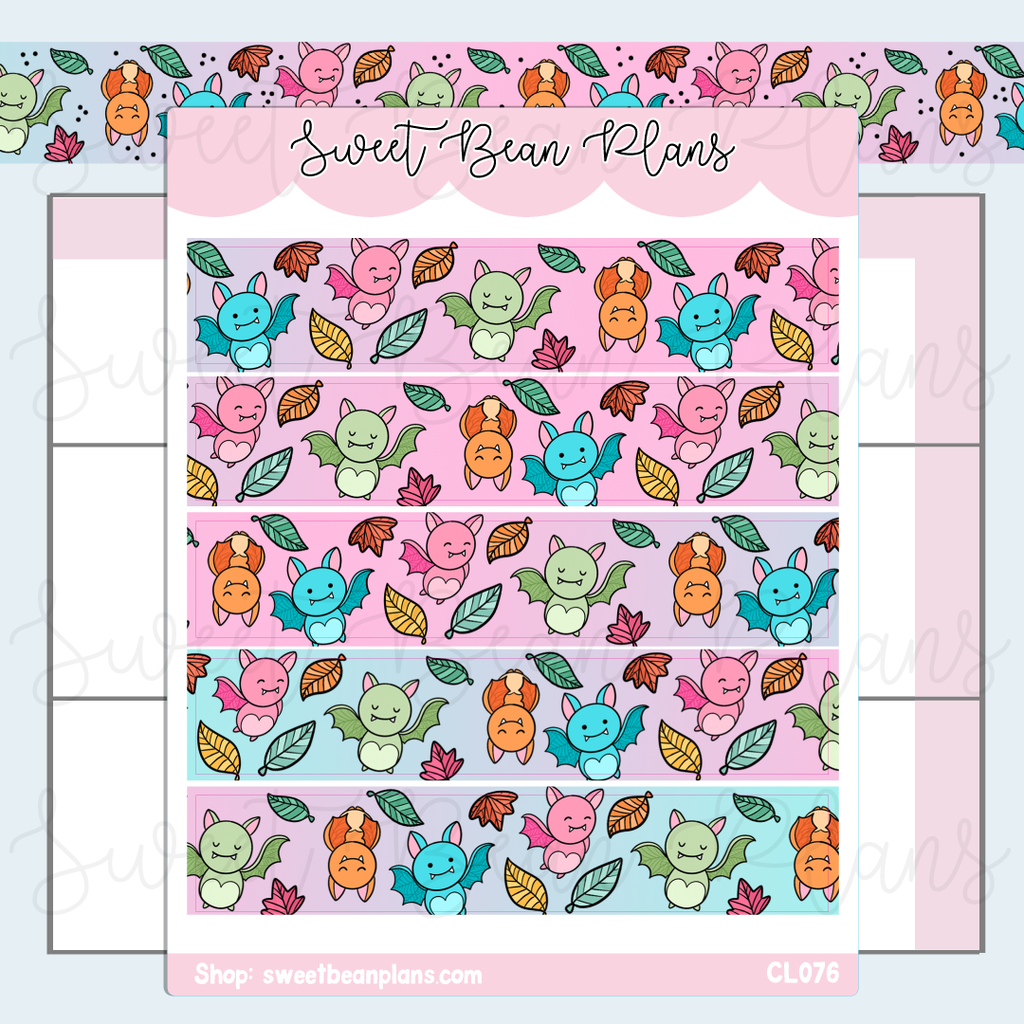CLEAR Fall Bats Washi Strip Planner Stickers | Cl 076