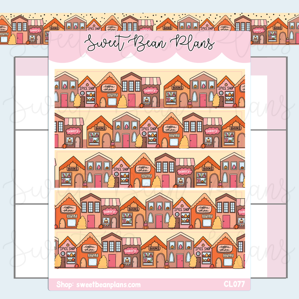 CLEAR Autumn Town Washi Strip Planner Stickers | Cl 077