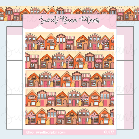 CLEAR Autumn Town Washi Strip Planner Stickers | Cl 077
