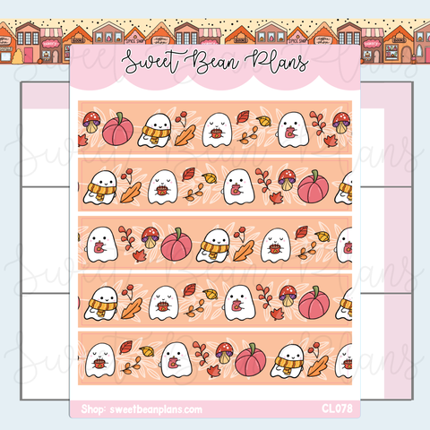 CLEAR Fall Ghosts Washi Strip Planner Stickers | Cl 078