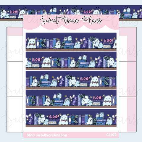 CLEAR Ghost Bookshelf Washi Strip Planner Stickers | Cl 079