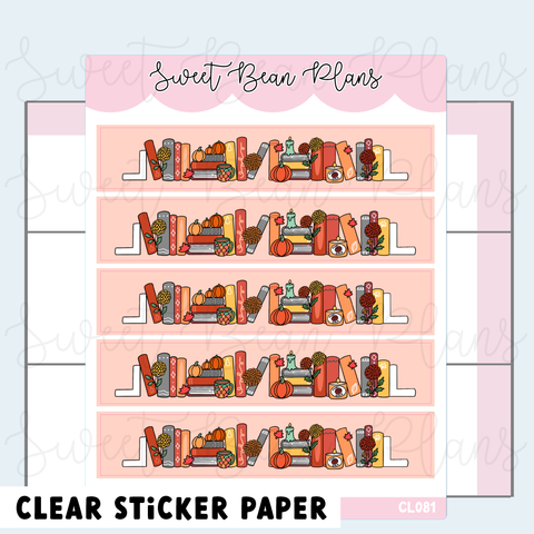 CLEAR October 2025 Bookshelf Washi Strip Planner Stickers | Cl 081