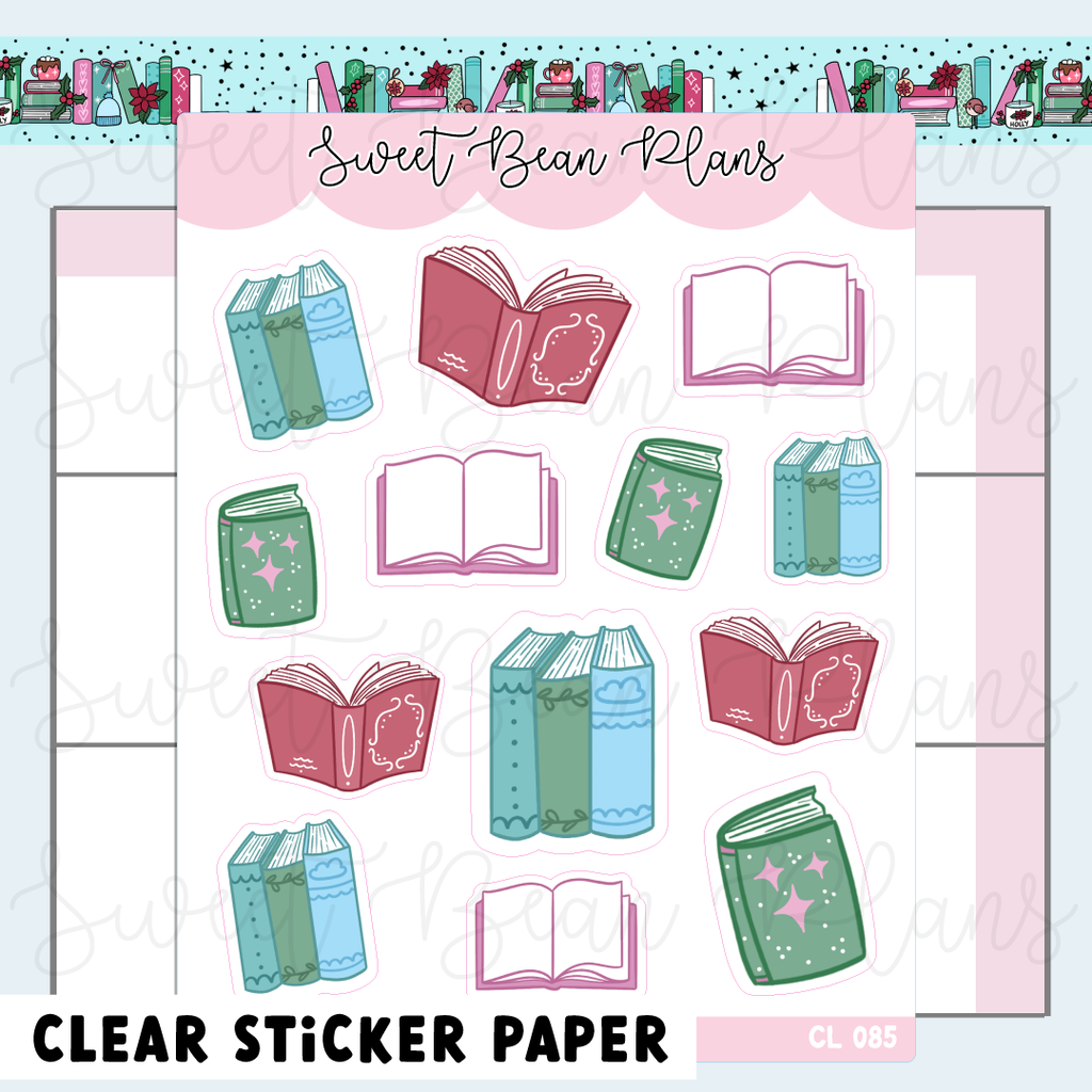 CLEAR December Bookish Vinyl Planner Stickers | Cl 085