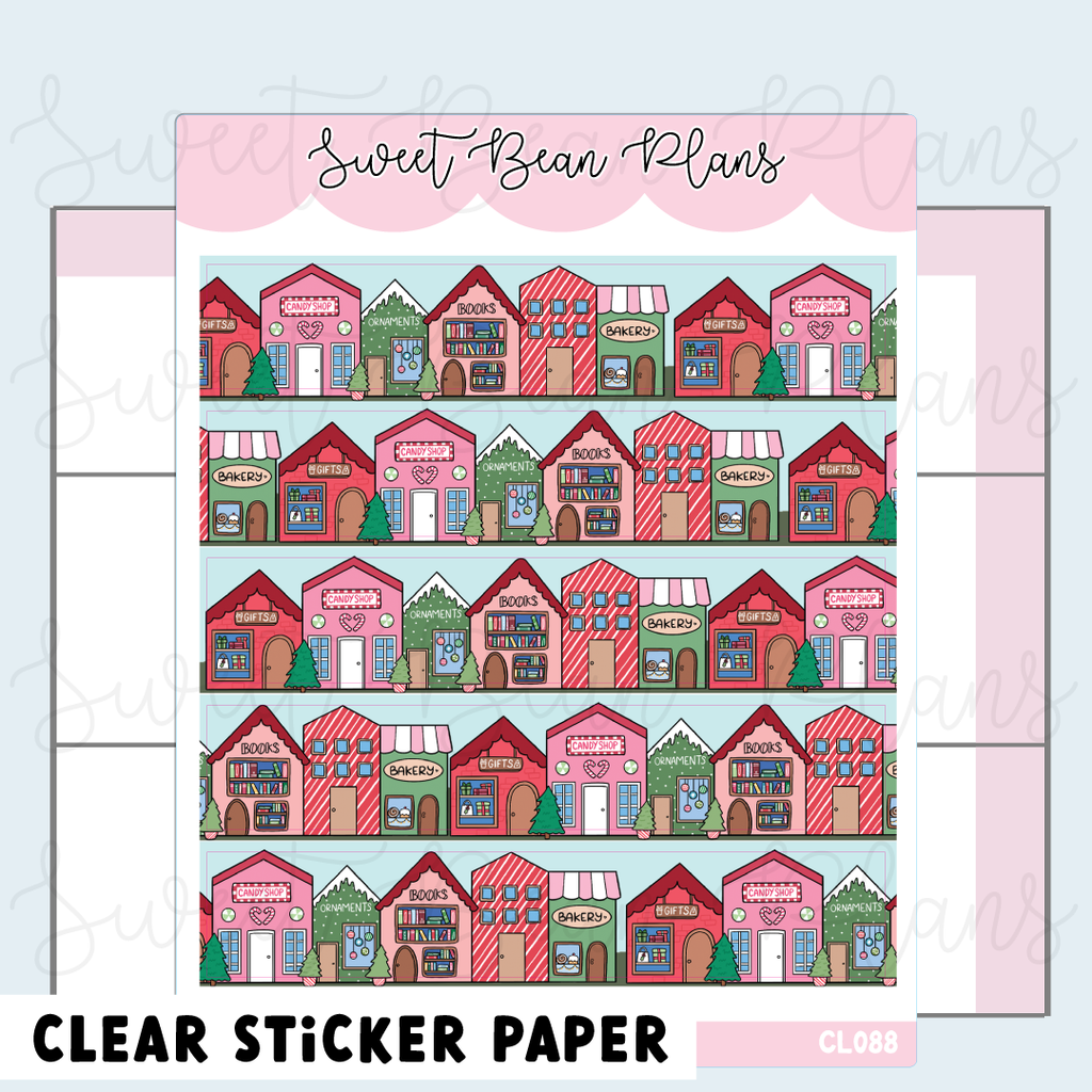 CLEAR Christmas Town Washi Strip Planner Stickers | Cl 088
