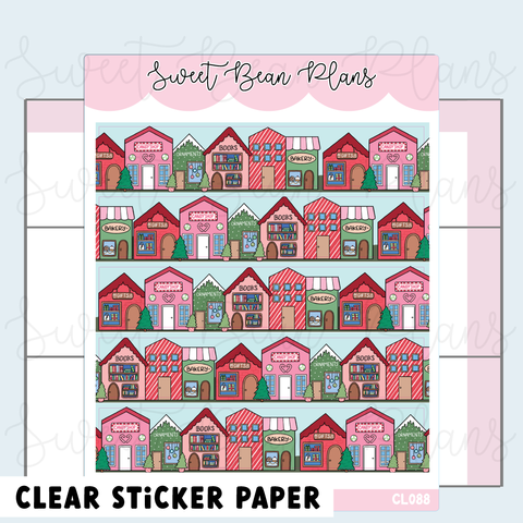 CLEAR Christmas Town Washi Strip Planner Stickers | Cl 088
