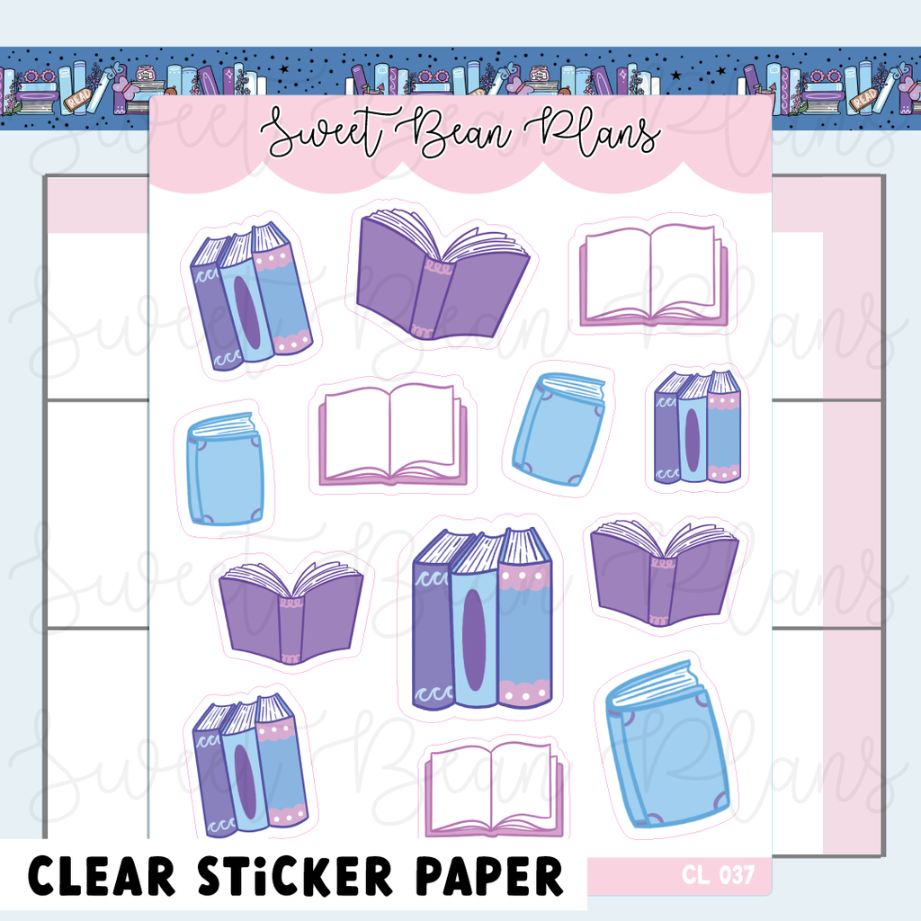 CLEAR July Books Vinyl Planner Stickers | Cl 037