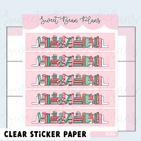 CLEAR Peppermint Bookshelf 2.0 Washi Strip Planner Stickers | Cl 100