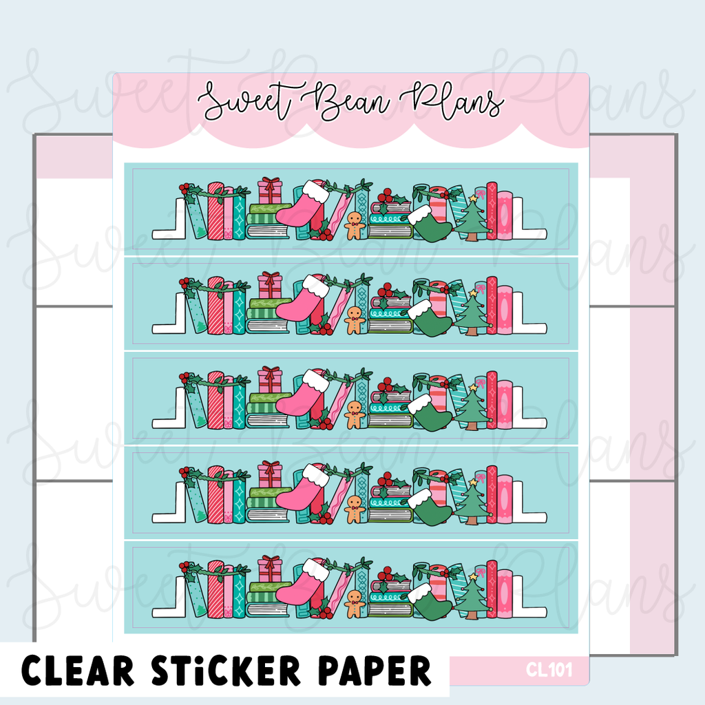 CLEAR Merry Bookshelf Washi Strip Planner Stickers | Cl 101