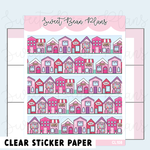 CLEAR Valentine Town Washi Strip Planner Stickers | Cl 108