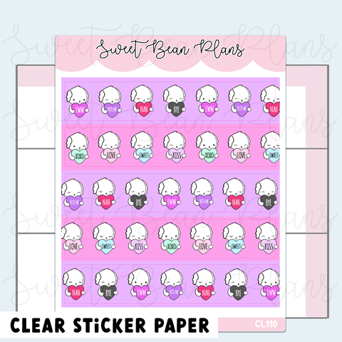 CLEAR Valentine Heart Beans Washi Strip Planner Stickers | Cl 110