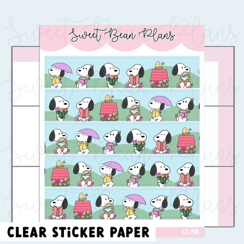 CLEAR Spring Puppy Washi Strip Planner Stickers | Cl 118