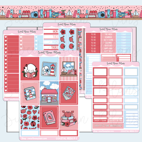 Coastal Reds Weekly Kit Vinyl Planner Stickers