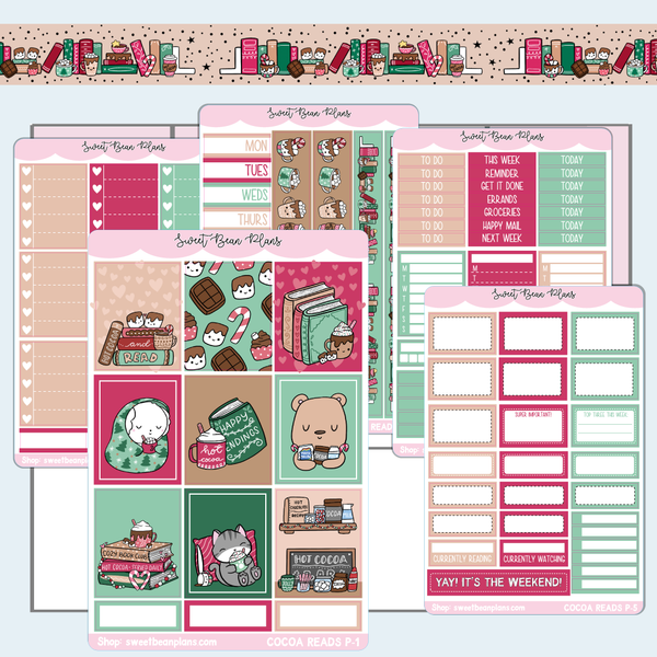 Hot Cocoa Reads Weekly Kit Vinyl Planner Stickers