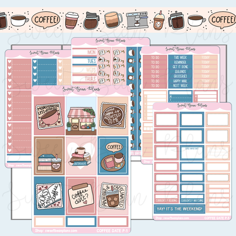 Coffee Date Weekly Kit Vinyl Planner Stickers
