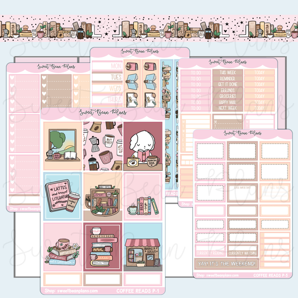 Coffee Reads Weekly Kit Vinyl Planner Stickers