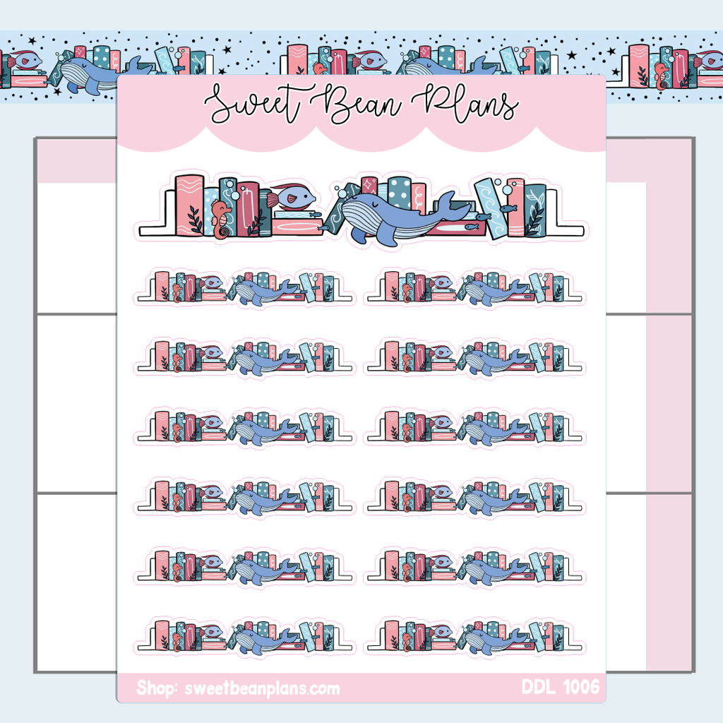 Sea Bookshelf Vinyl Planner Stickers | Ddl 1006