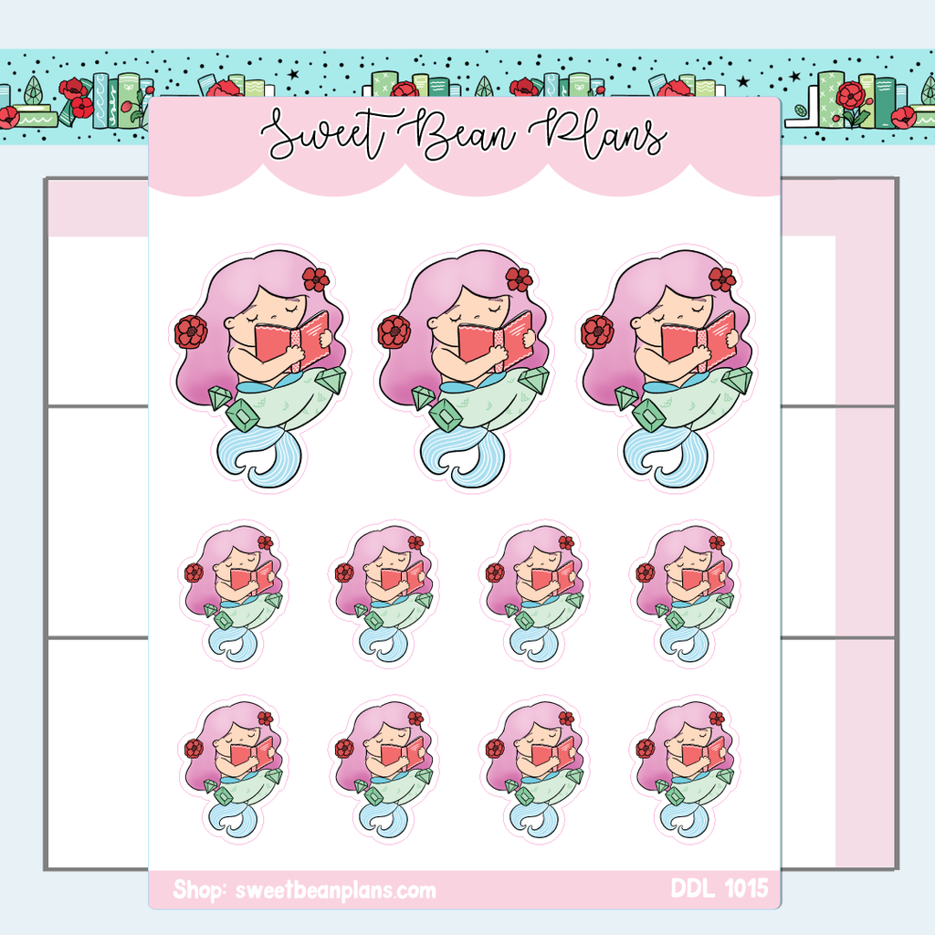 August Gemstone Floral Mermaid Vinyl Planner Stickers | Ddl 1015