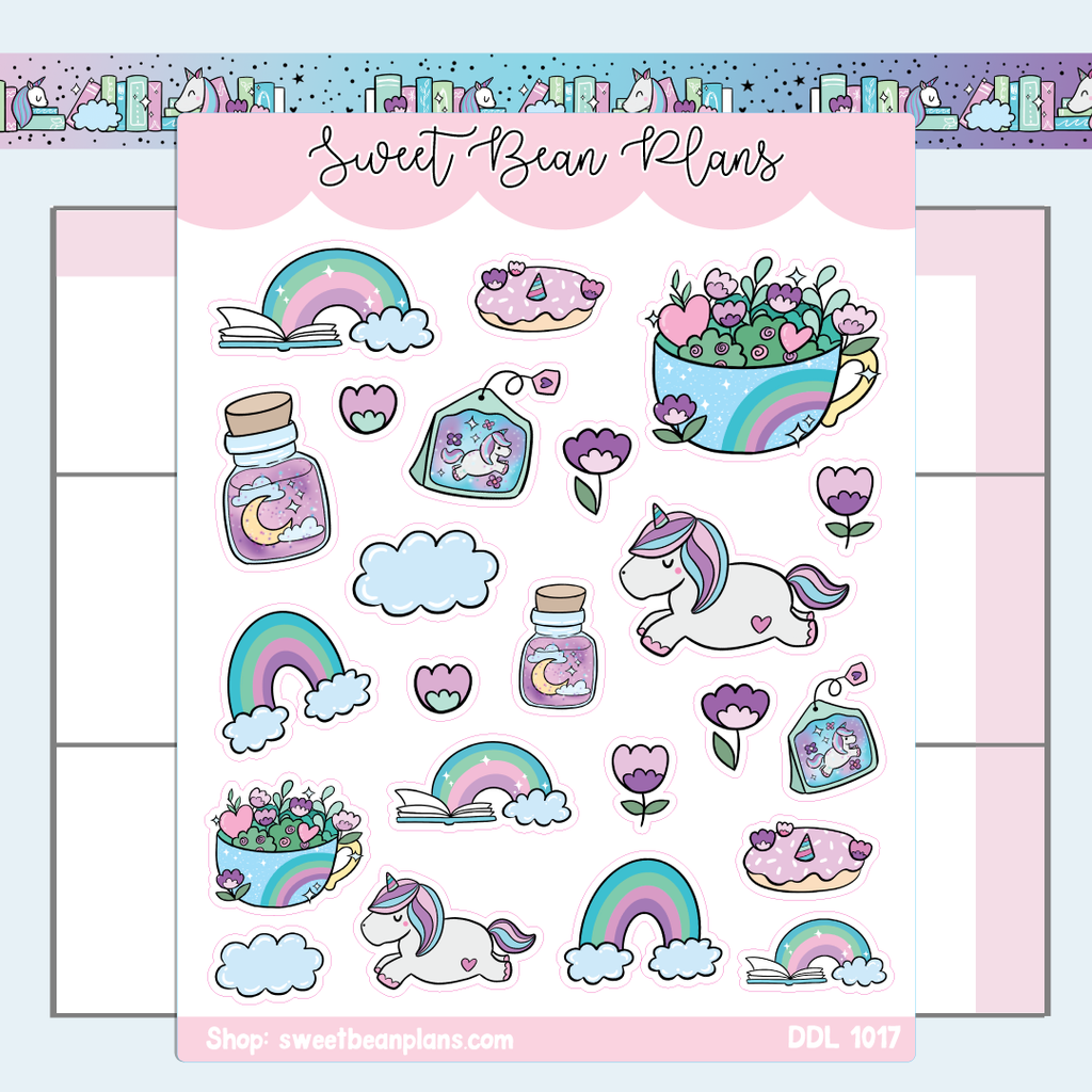 1017 Sticker Unicorn Doodles Vinyl Planner Stickers | Ddl 1017 – Sweet Bean Plans