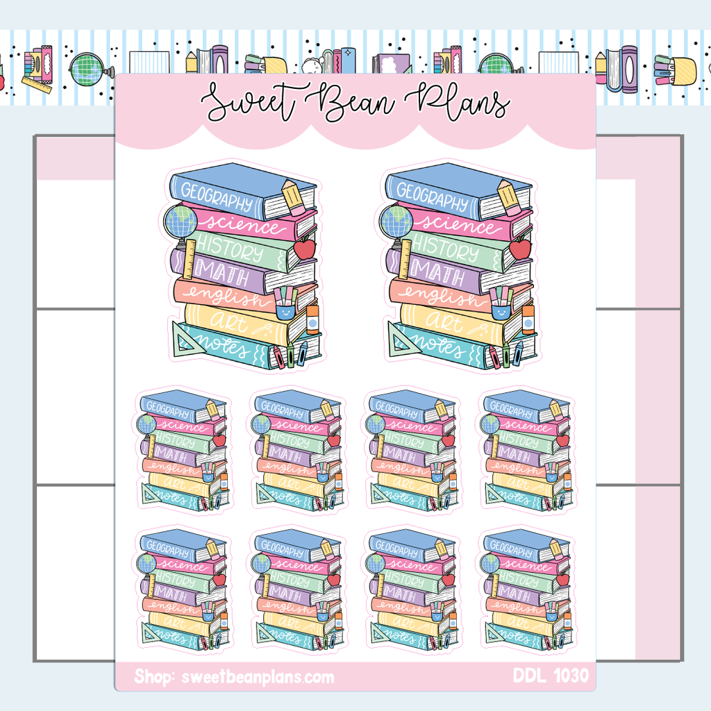 School Subject Books Vinyl Planner Stickers | Ddl 1030