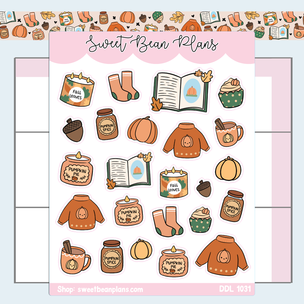 Fall Fave Doodles Vinyl Planner Stickers | Ddl 1031