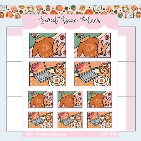 Cozy Fall Flat Lay Vinyl Planner Stickers | Ddl 1034