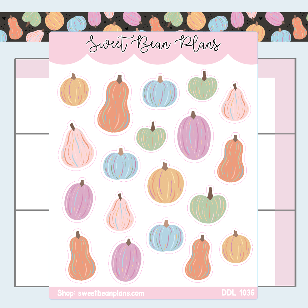 Pastel Pumpkins Vinyl Planner Stickers | Ddl 1036