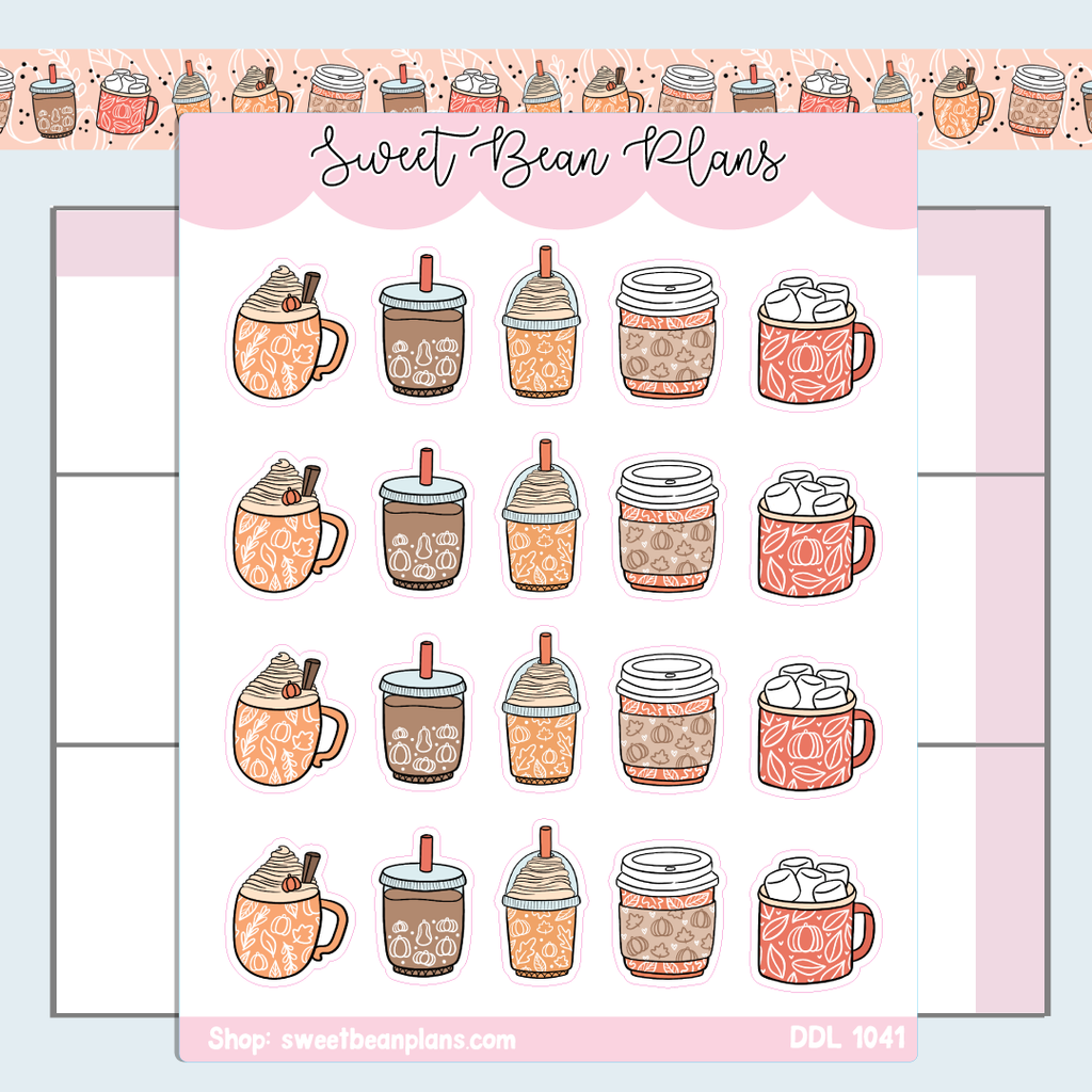 PSL Fall Drinks Vinyl Planner Stickers | Ddl 1041