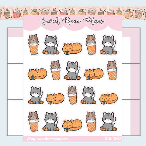 Pumpkin Spice Cats Vinyl Planner Stickers | Ddl 1042