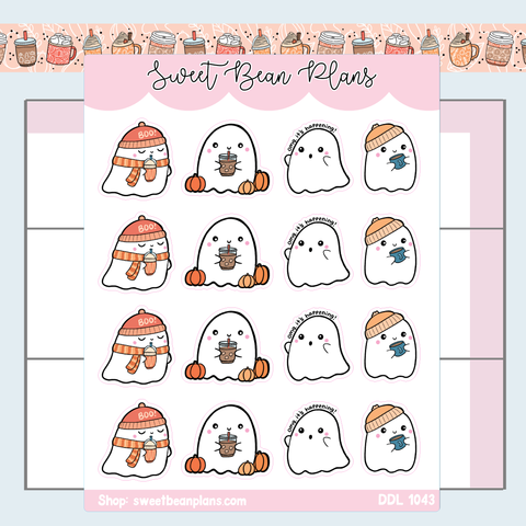 Pumpkin Spice Ghosts Vinyl Planner Stickers | Ddl 1043