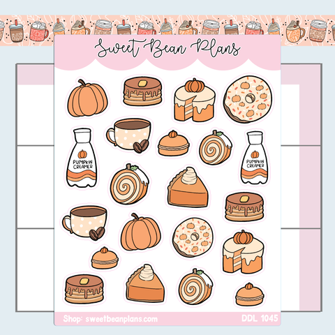 Pumpkin Spice Treats Vinyl Planner Stickers | Ddl 1045