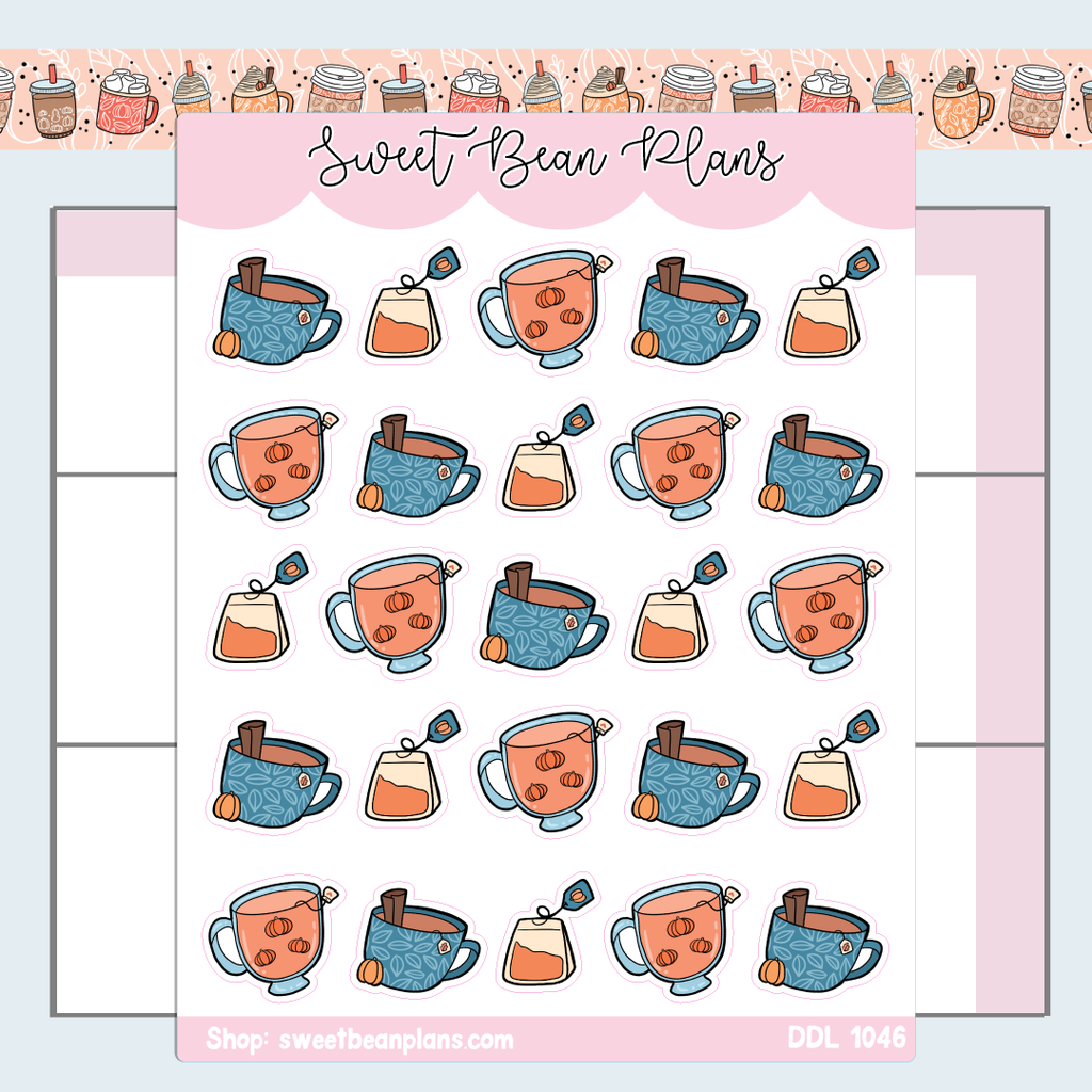 Pumpkin Spice Tea Vinyl Planner Stickers | Ddl 1046