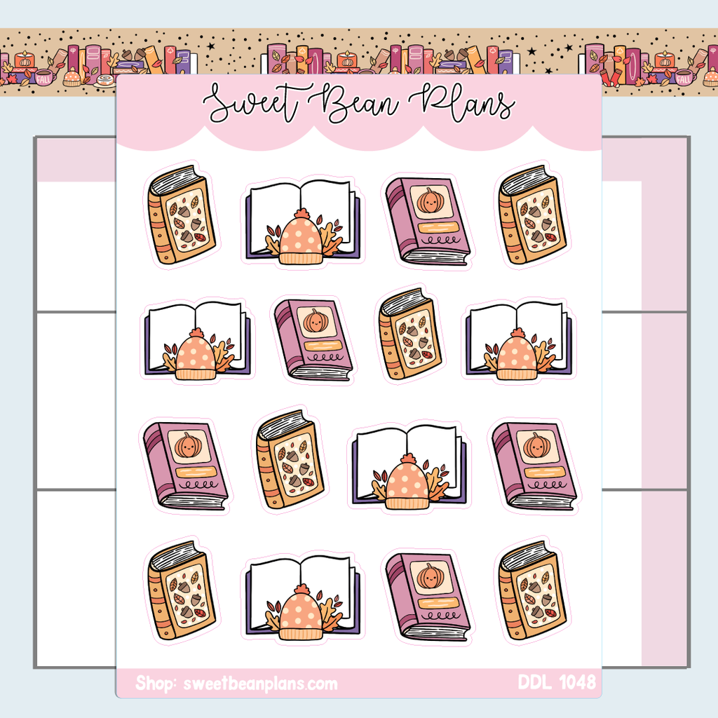 Cozy Fall Books Vinyl Planner Stickers | Ddl 1048