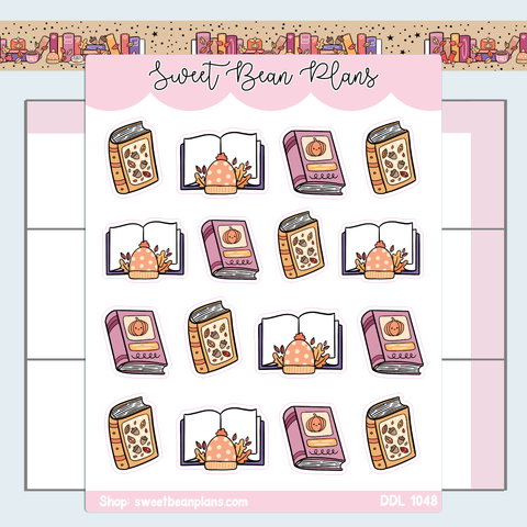 Cozy Fall Books Vinyl Planner Stickers | Ddl 1048