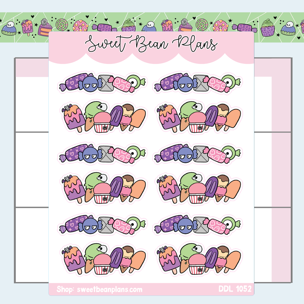 Halloween Candy Banners Vinyl Planner Stickers | Ddl 1052